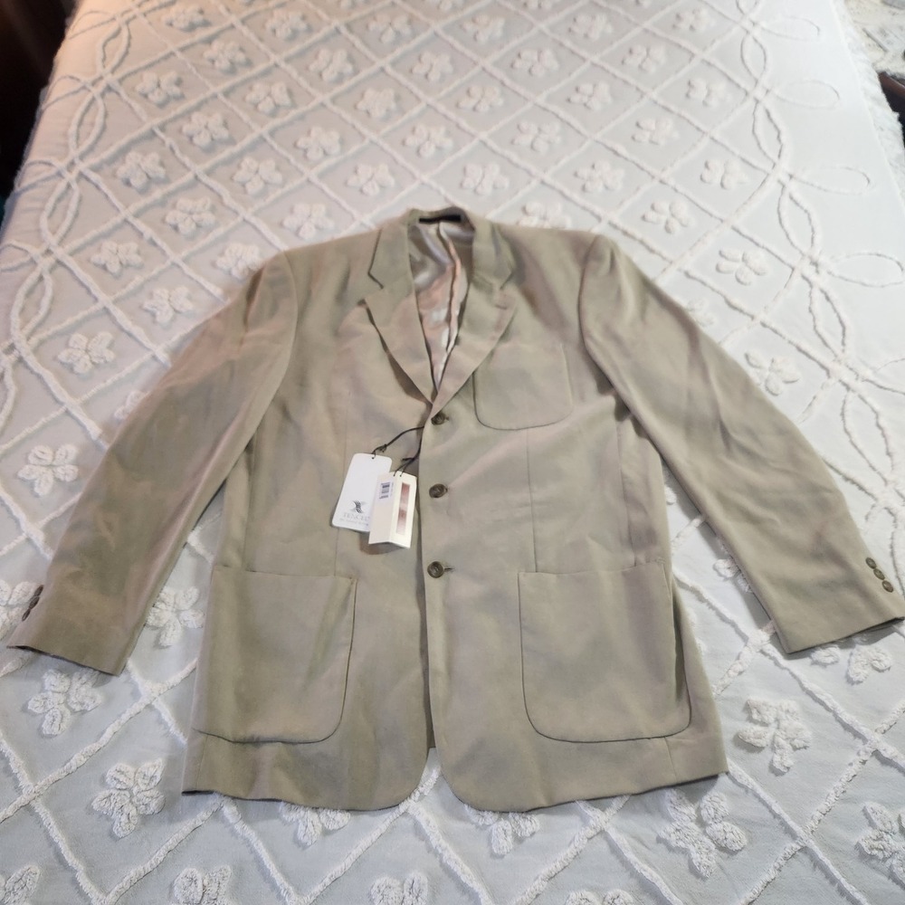 Axis Sports Coat Blazer Suit Jacket Tencel Fiber XL Beige Tan‎ 3 Button Shoulder